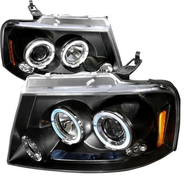 Overtime Halo LED Projector Headlights for 04 to 08 Ford F150, Black - 12 x 23 x 28 in. OV2654176 - main